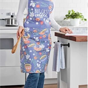 Mainstays Blue Floral Coffee Apron - But first coffee! ☕️